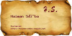 Haiman Sába névjegykártya